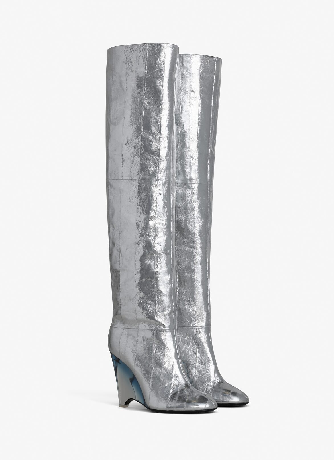 WEDGE BOOTS IN LAMBSKIN ALAÏA SILVER WEDGE BOOTS IN LAMBSKIN